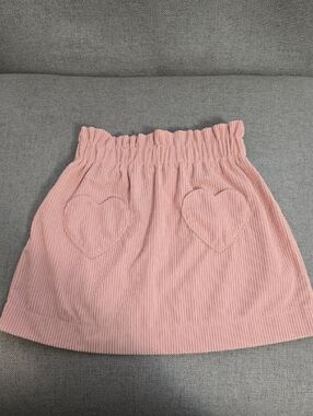 SHEIN Dusty Pink Corduroy Skirt with Heart Patch Pockets